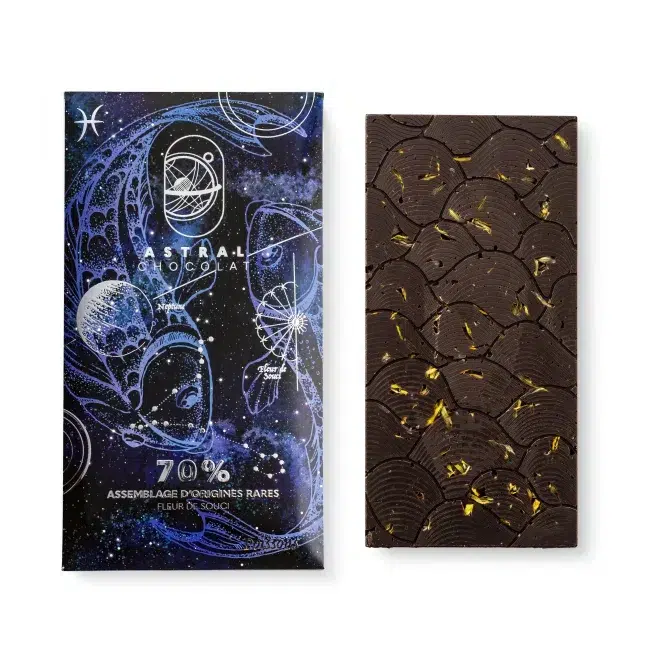 Tablette chocolat noir astrologie herboristerie cadeau personnalisé signe astrologique Poissons, signe astro, cadeau astrologie