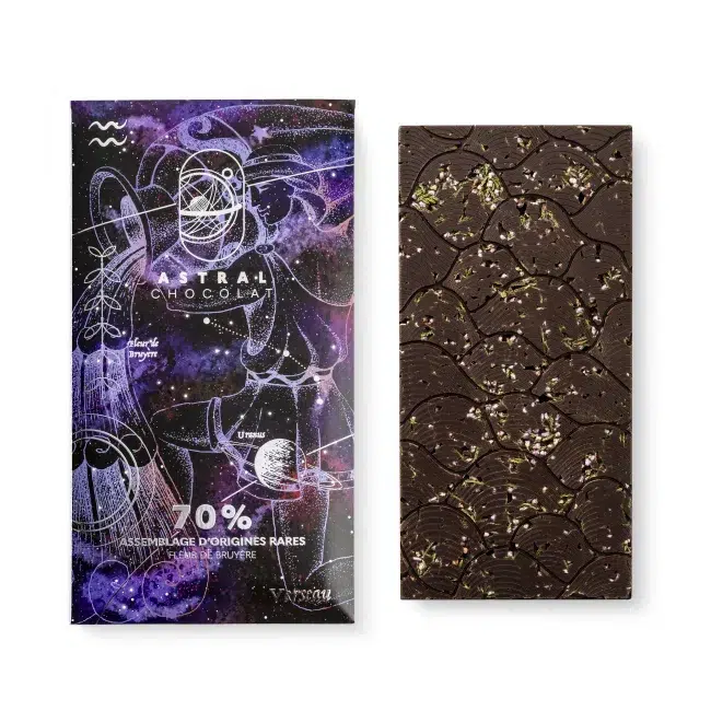 Tablette gamme astrologie herboristerie signe astrologique verseau signe astro chocolat noir cadeaux personnalisés